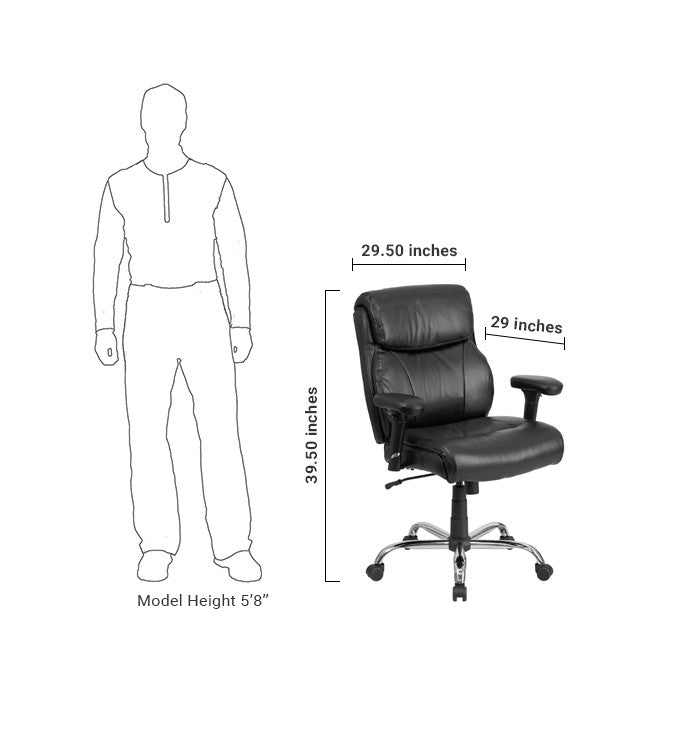 Flash Furniture GO-2031-LEA-GG Hercules Series, Black Leather Swivel Task Chair with Adjustable Arms | Office Chairs | Modishstore - 5