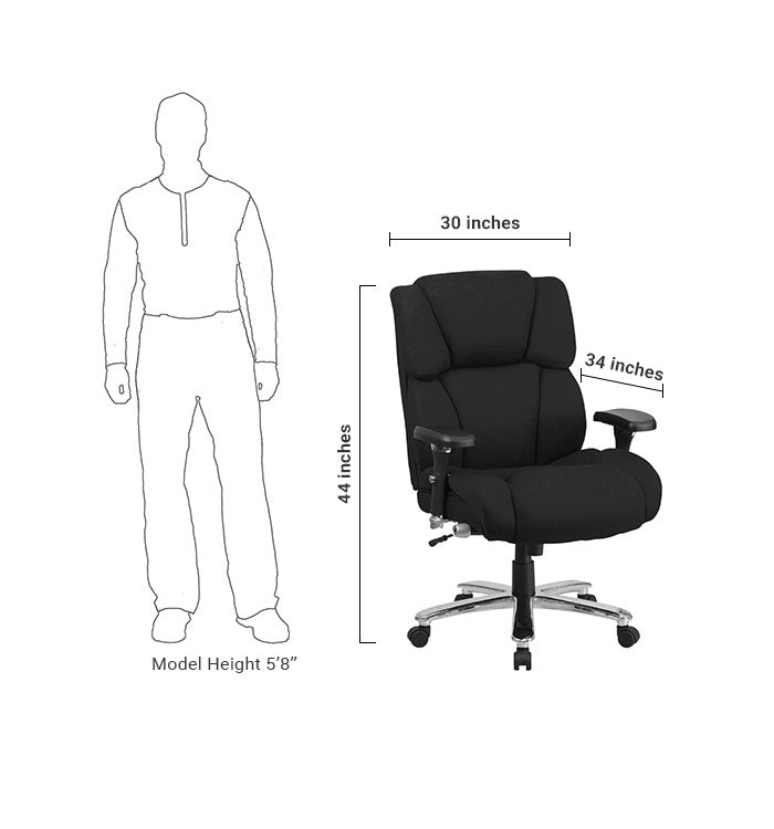 Flash Furniture GO-2149-GG Hercules Series Big & Tall, Black Fabric Executive Swivel Chair with Lumbar Knob | Office Chairs | Modishstore - 5