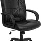 Flash Furniture GO-5301B-BK-LEA-GG High Back Black Leather Executive Swivel Office Chair | Office Chairs | Modishstore