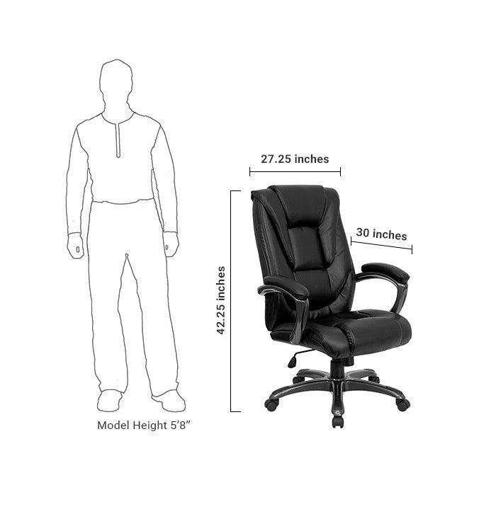 Flash Furniture GO-7194B-BK-GG High Back Black Leather Executive Swivel Office Chair | Office Chairs | Modishstore - 5