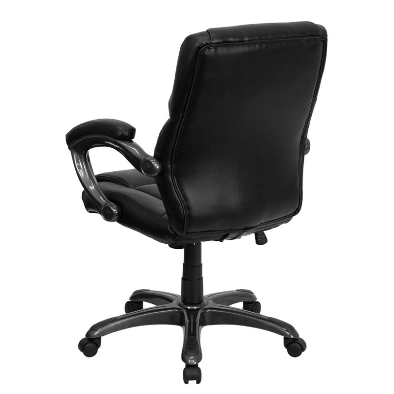 Flash Furniture Mid-Back Black Leather Overstuffed Swivel Task Chair | Office Chairs | Modishstore - 4