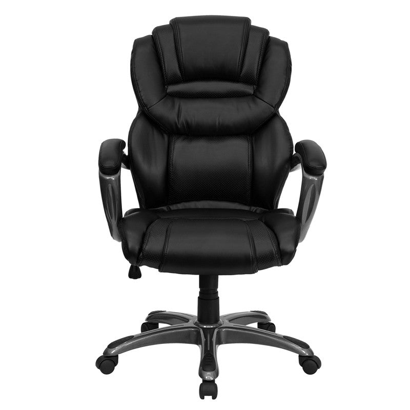 Flash Furniture High Back Black Leather Executive Swivel Office Chair With Leather Padded Loop Arms | Office Chairs | Modishstore-4