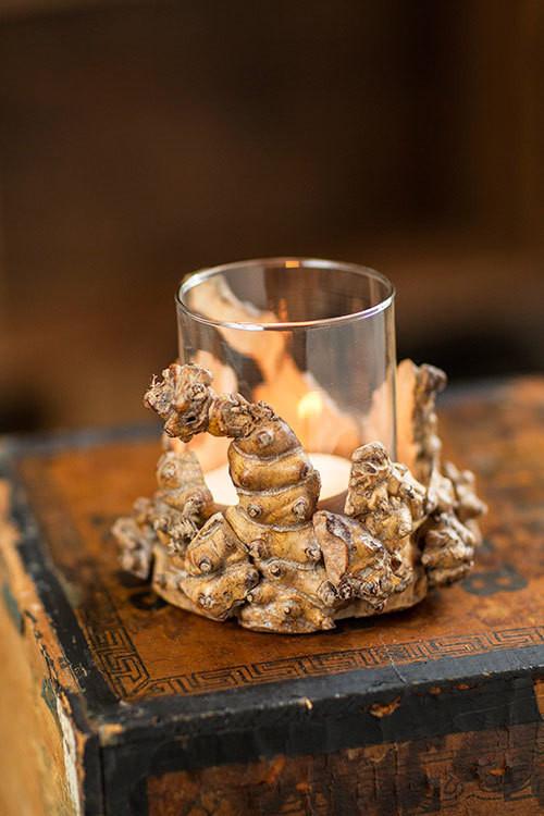 Vagabond Vintage Glass and Wood Votive - Set of 3 | Modishstore | Candle Holders