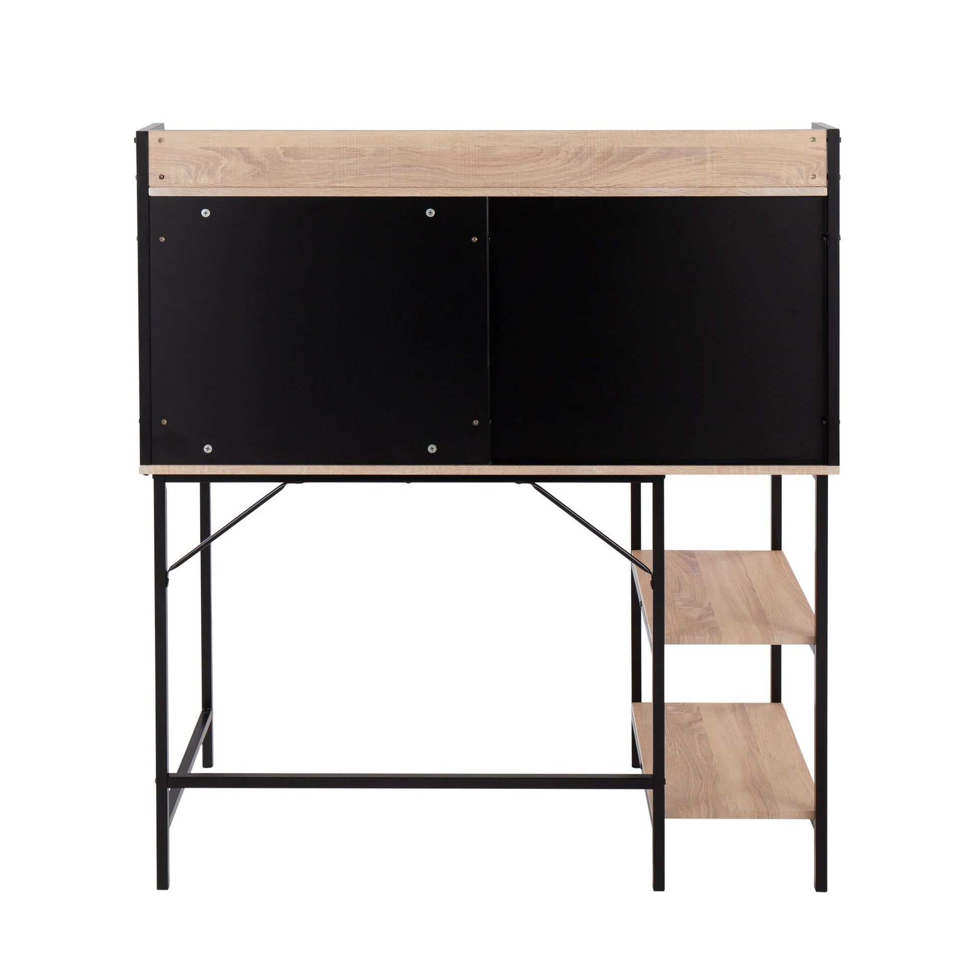 Geo Shelf Contemporary Desk in Black Steel and Natural Wood By LumiSource | Desks | Modishstore - 6
