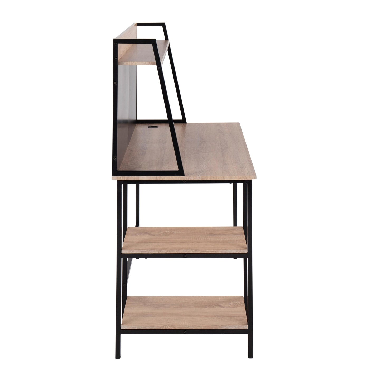 Geo Shelf Contemporary Desk in Black Steel and Natural Wood By LumiSource | Desks | Modishstore - 4