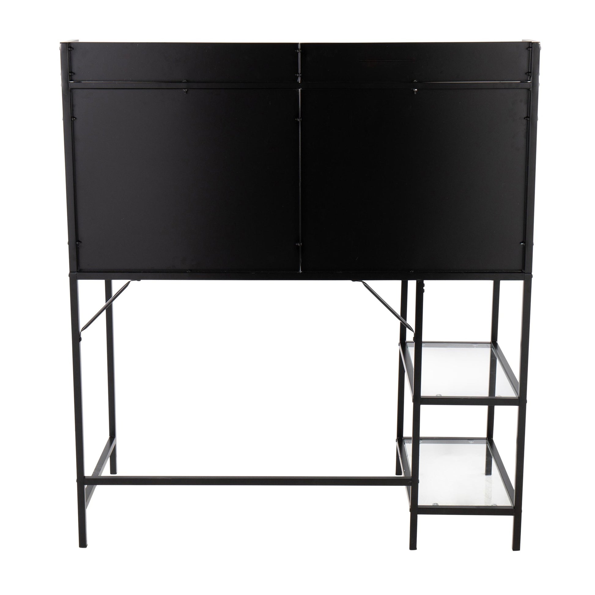 Geo Tier Contemporary Desk in Black Metal and Clear Glass By LumiSource | Desks | Modishstore - 6