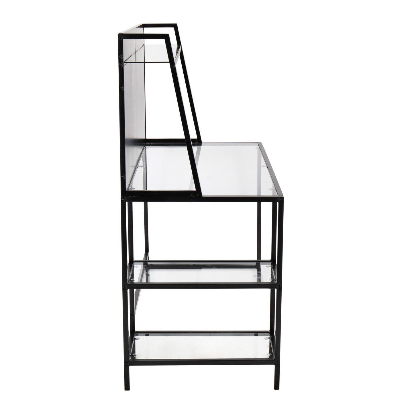 Geo Tier Contemporary Desk in Black Metal and Clear Glass By LumiSource | Desks | Modishstore - 4