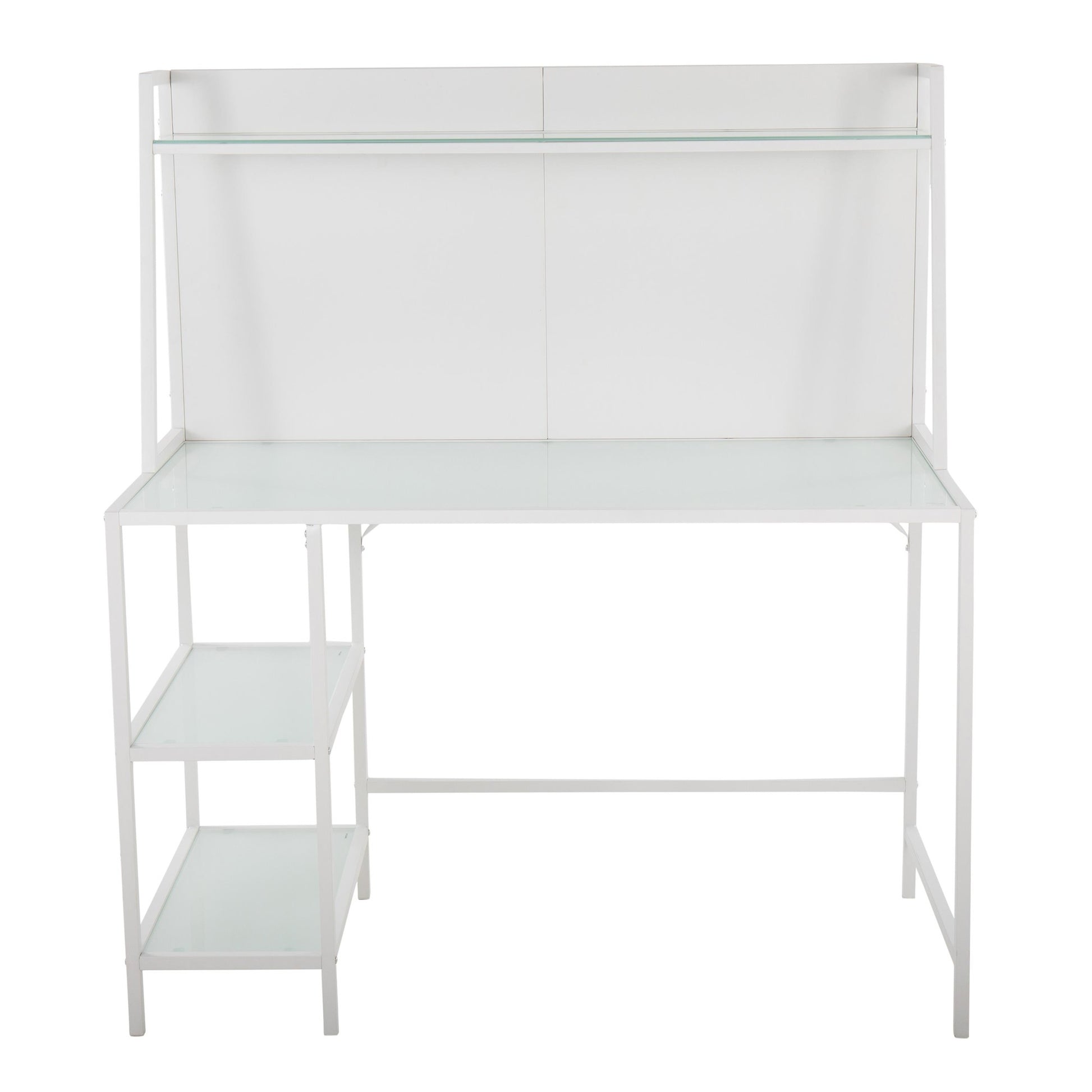 Geo Tier Contemporary Desk in Black Metal and Clear Glass By LumiSource | Desks | Modishstore - 14