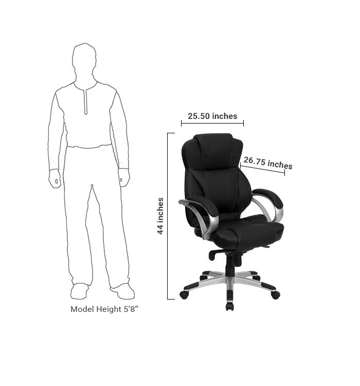 Flash Furniture H-9626L-2-GG High Back Black Leather Executive Swivel Office Chair | Office Chairs | Modishstore - 5