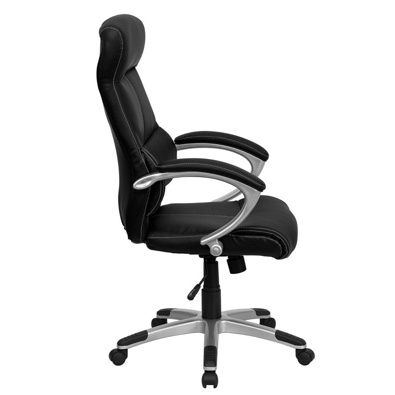 Flash Furniture H-9637L-1C-HIGH-GG High Back Black Leather Executive Swivel Office Chair | Office Chairs | Modishstore - 4