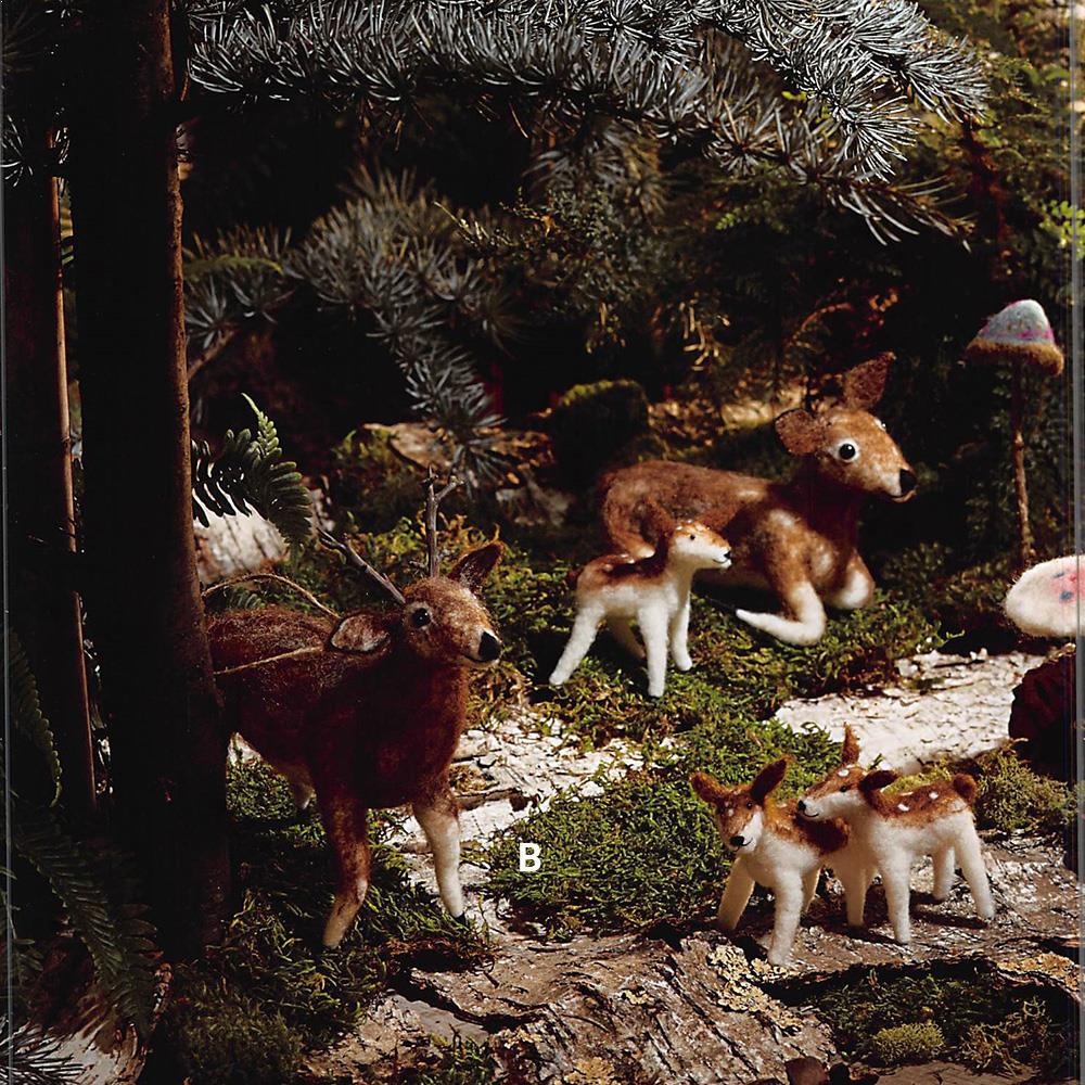 Roost Deer Family Felt Ornaments - Set Of 3