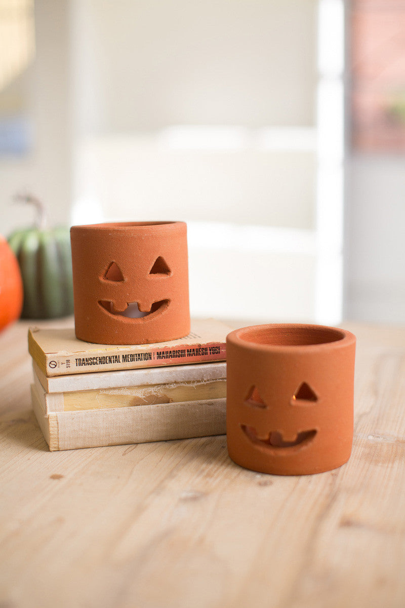 Small Terracotta Jack O Lantern | Candle Holders | Modishstore