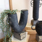 Black Modern Clay Vases On Rock Bases Set Of 3 By Kalalou | Modishstore | Vases