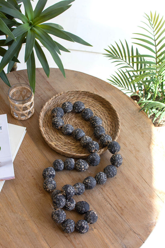 Black Clay Tabletop Beads By Kalalou | Garland & Wreath | Modishstore
