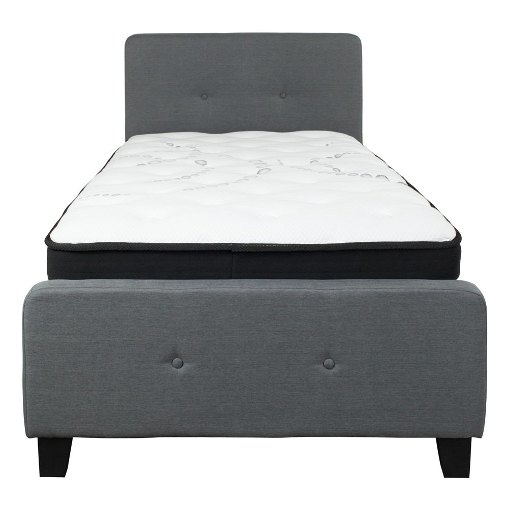 Flash Furniture Tribeca Twin Size Tufted Upholstered Platform Bed with Pocket Spring Mattress | Beds | Modishstore - 12
