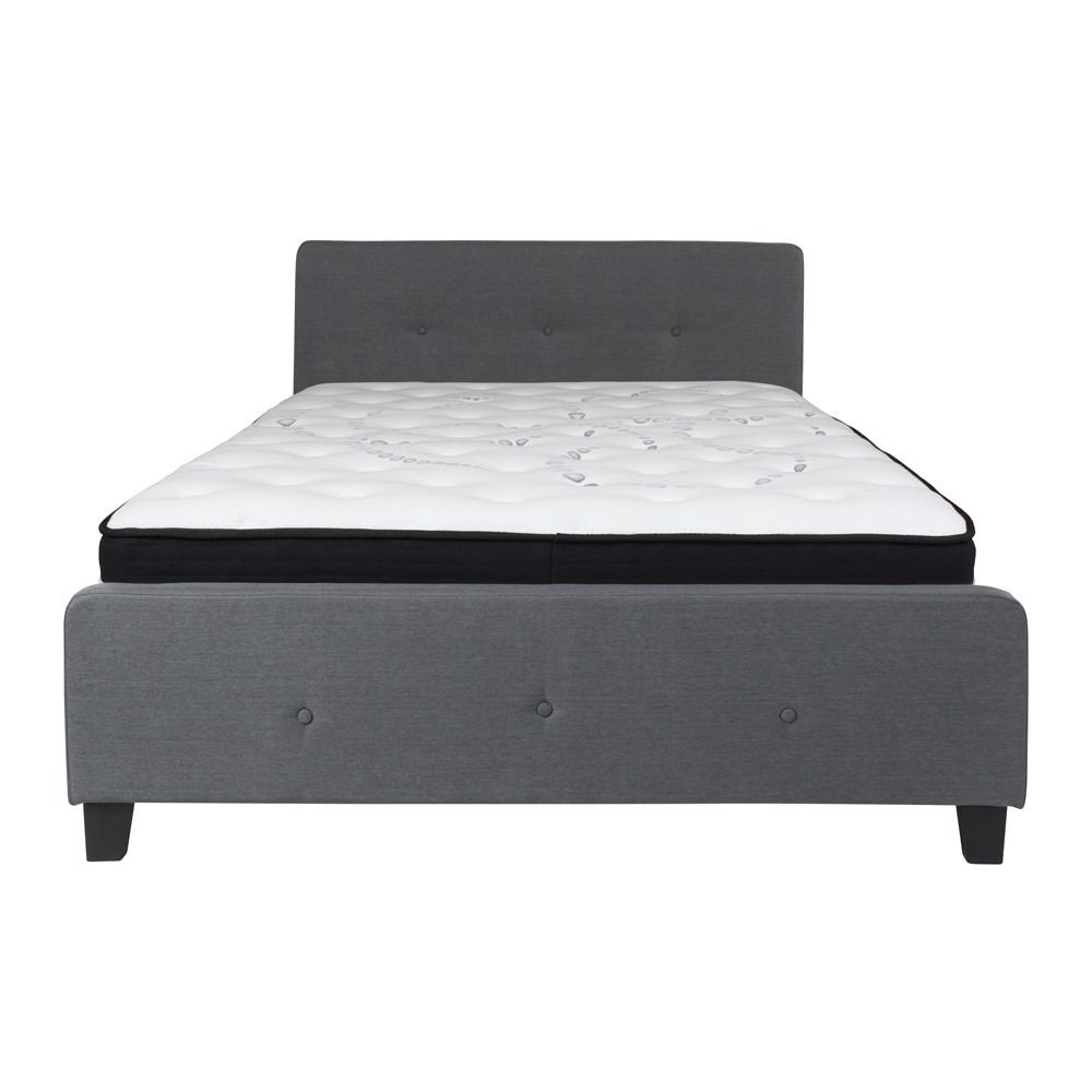 Flash Furniture Tribeca Queen Size Tufted Upholstered Platform Bed with Pocket Spring Mattress | Beds | Modishstore - 12
