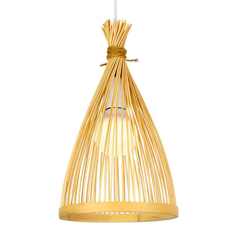 Bamboo Wicker Rattan Cage Pendant Light By Artisan Living-2