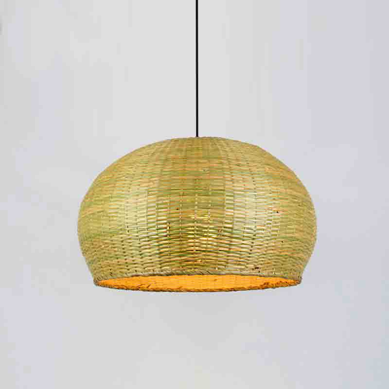 Bamboo Wicker Rattan Round Cage Shade Pendant Light By Artisan Living-5