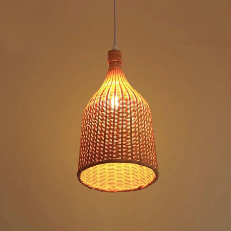 Bamboo Wicker Rattan Basket Shade Pendant Light By Artisan Living-4