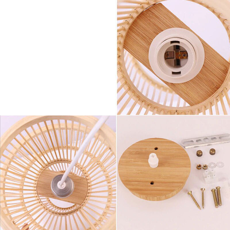 Bamboo Wicker Rattan Lantern Shade Pendant Light By Artisan Living-7