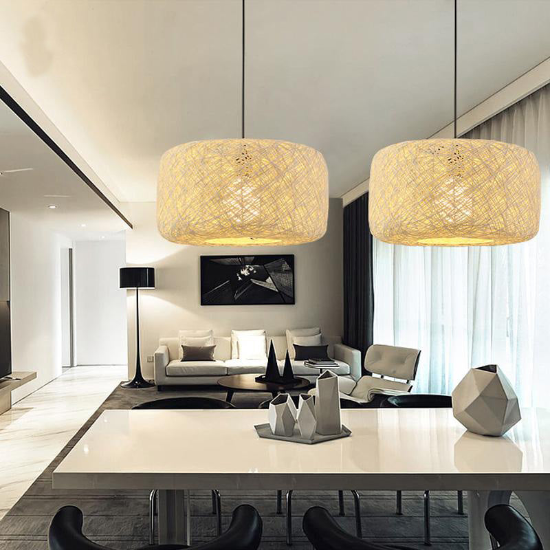 Round Wicker Rattan Shade Nest Pendant Light By Artisan Living-5