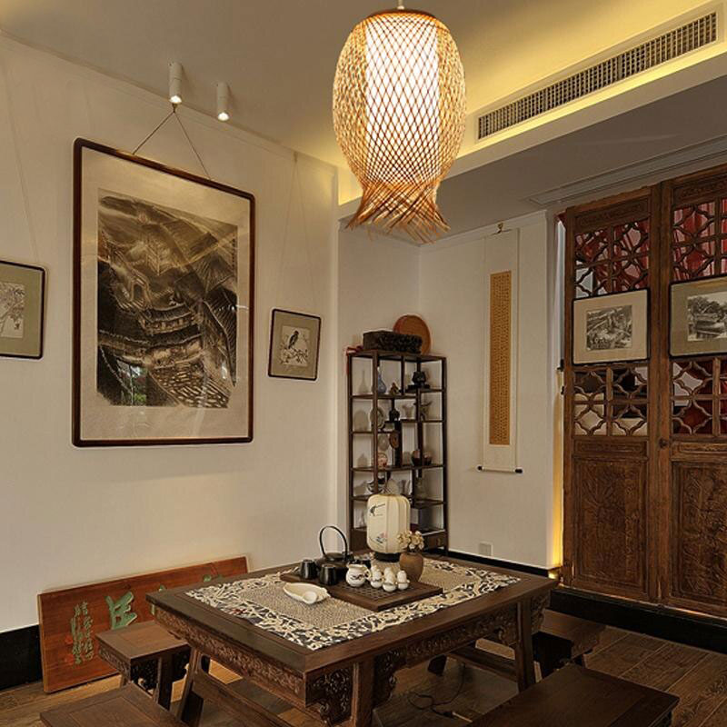 Bamboo Wicker Rattan Shade Pendant Light By Artisan Living-5