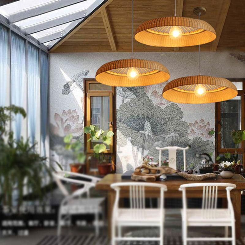 Bamboo Wheel Shaped Pendant Lamp-7