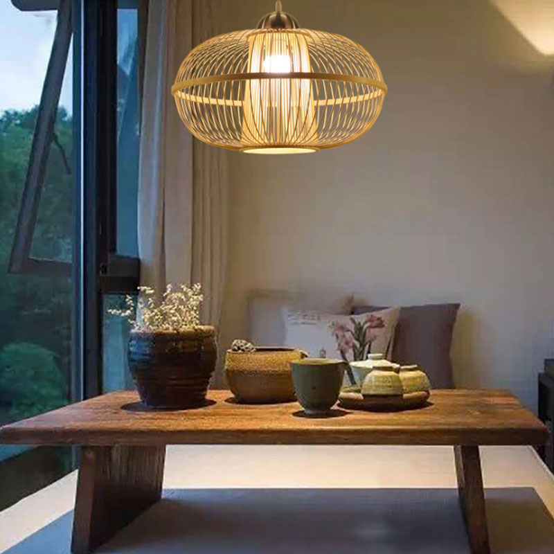 Bamboo Wicker Rattan Stick Lantern Pendant Light By Artisan Living-6