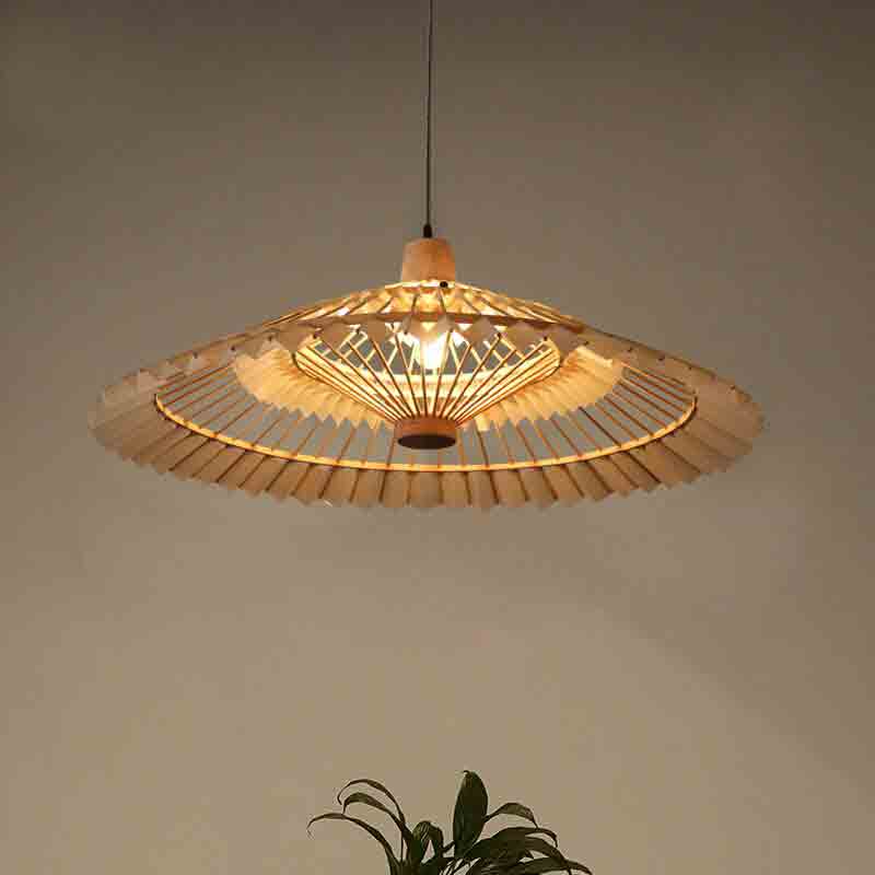 Bamboo Wicker Rattan Umbrella Pendant Light By Artisan Living-12340-6