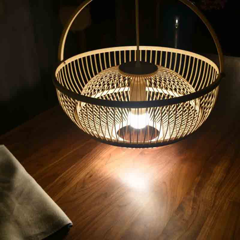 Bamboo Wicker Rattan Basket Lampshade Pendant Lighting By Artisan Living-3