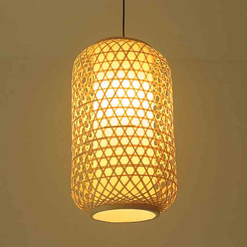 Bamboo Wicker Rattan Lantern Shade Pendant Light By Artisan Living-12127-4