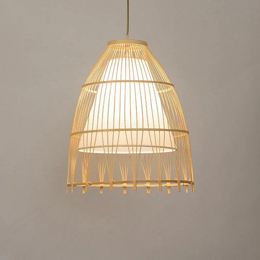 Bamboo Wicker Rattan Fabric Shade Braid Pendant Light By Artisan Living | ModishStore | Pendant Lamps