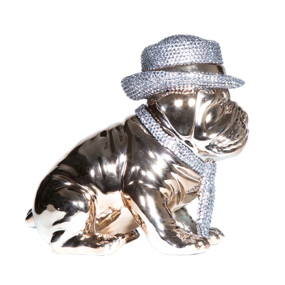 Interior Illusions Plus Bronze Bulldog with Rhinestone Hat & Tie - 10" Tall | Animals & Pets | Modishstore - 2