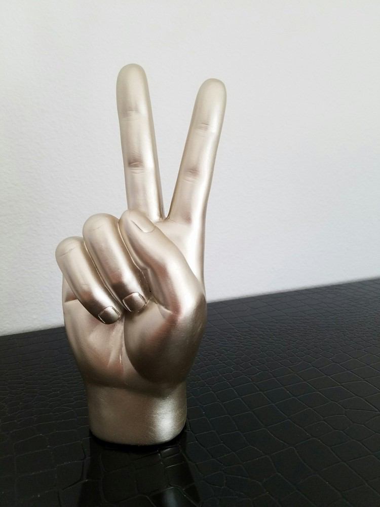 Interior Illusions Plus Silver Peace Sign Table Top - 8" tall | Sculptures | Modishstore