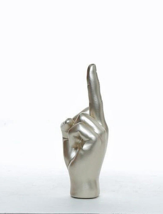 Interior Illusions Plus Silver Middle Finger Tabletop - 9" tall | Sculptures | Modishstore