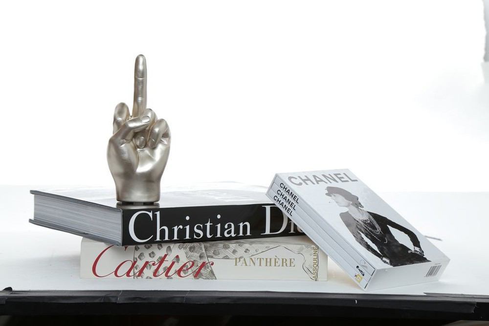 Interior Illusions Plus Silver Middle Finger Tabletop - 9" tall | Sculptures | Modishstore - 2