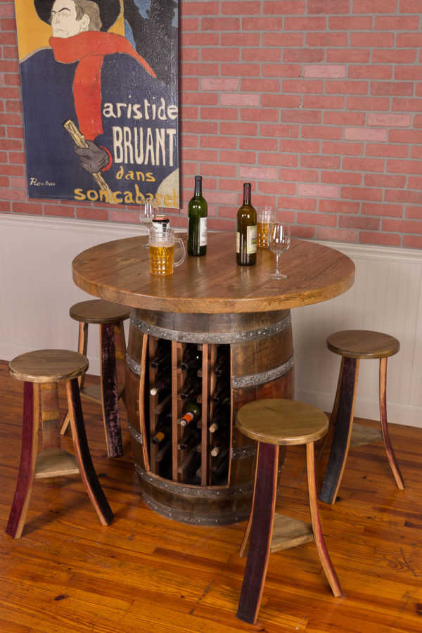 Napa East Wine Barrel Round Table Top Set: Rack Base
