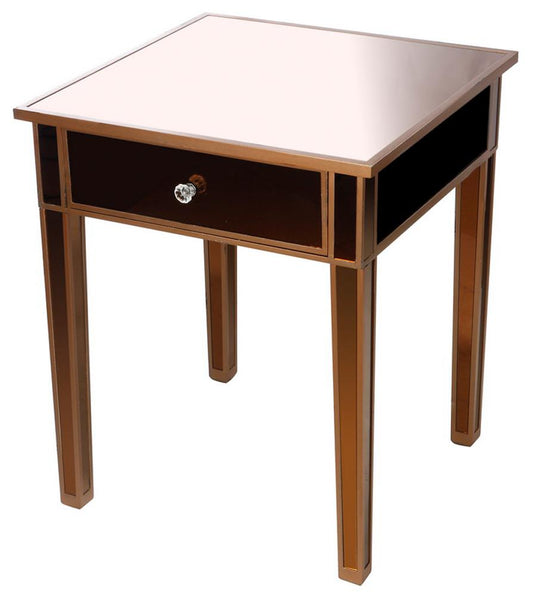 A&B Home Mirrored Side Table With Drawer | Side Tables | Modishstore
