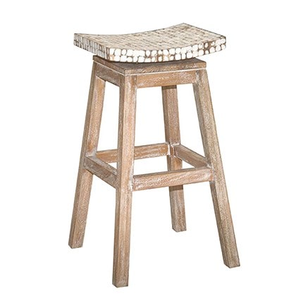 Cordova Coconut Shell Counter Stool w/ Coconut Top-White Wash by Jeffan | Counter Stools | Modishstore - 4