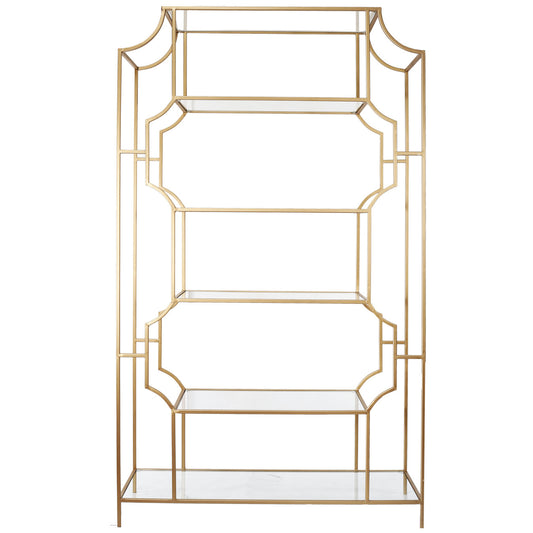 A&B Home Glass/Metal Etagere With Gold Finish | Shelves & Shelving Units | Modishstore