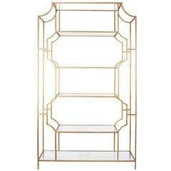 A&B Home Glass/Metal Etagere With Gold Finish