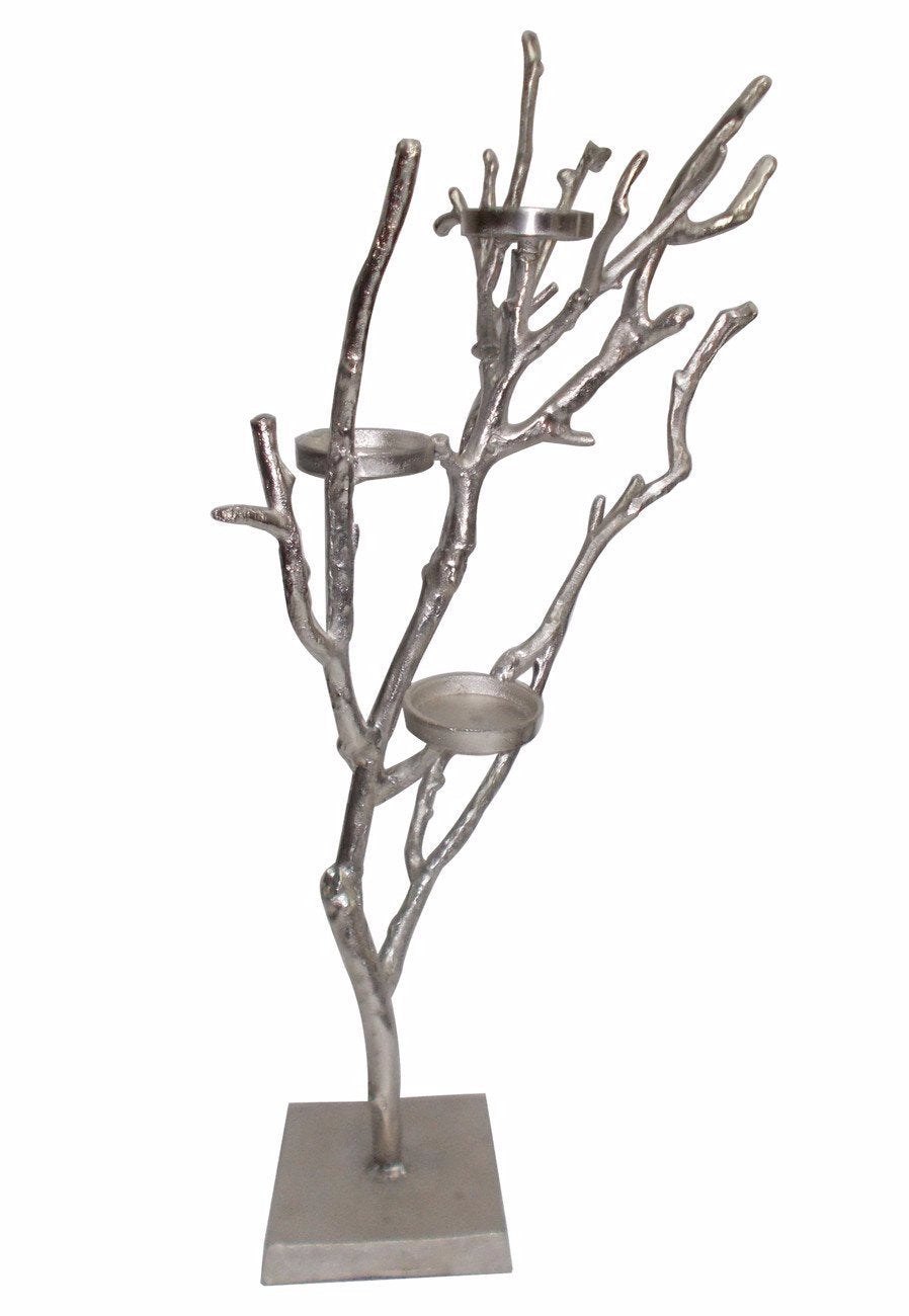 Antique Silver Urban Forest Candle Holder - KIH39630 | Candle Holders | Modishstore