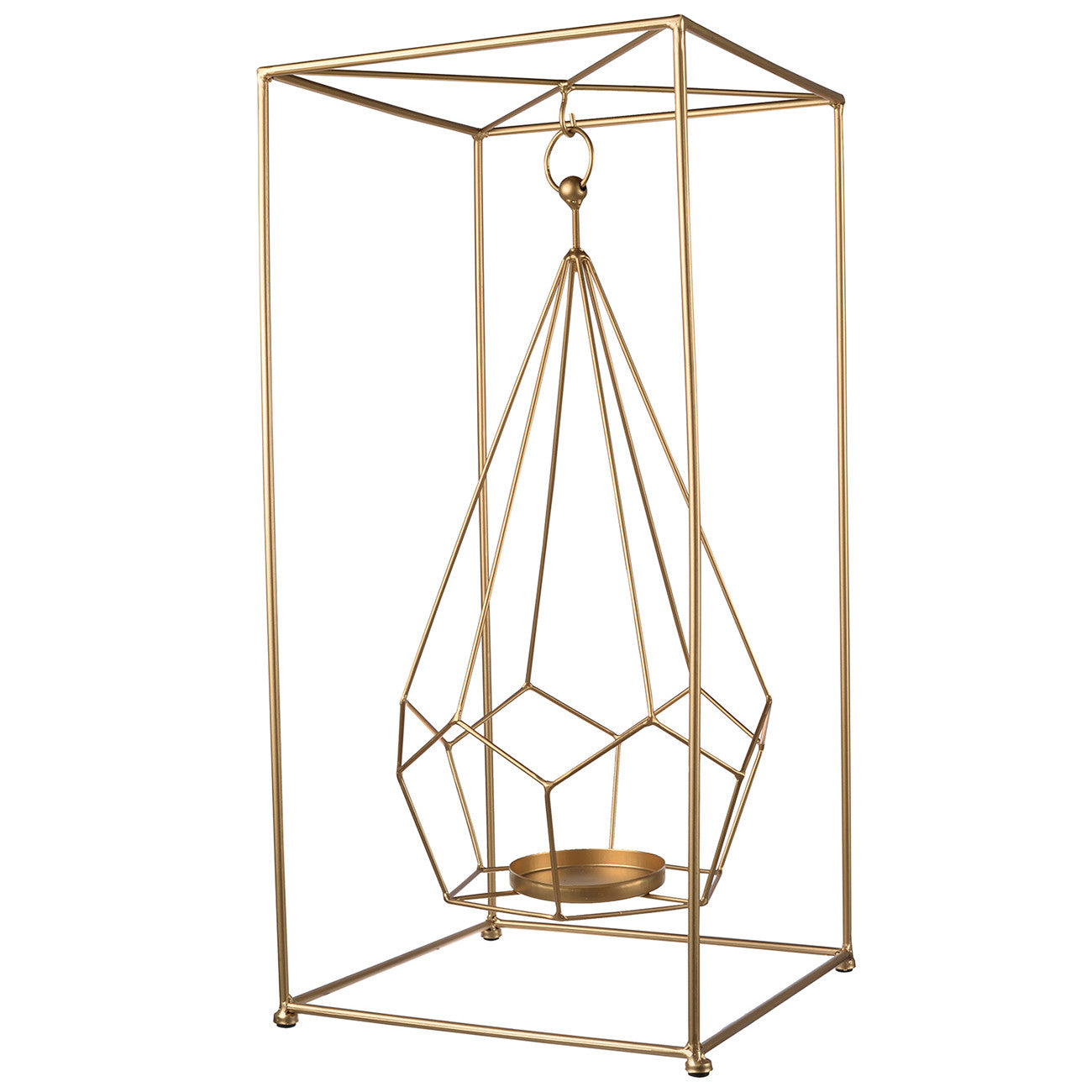 Geometric Gold Metal Candle Holder - Set Of 2 - KIH41164 | Candle Holders | Modishstore