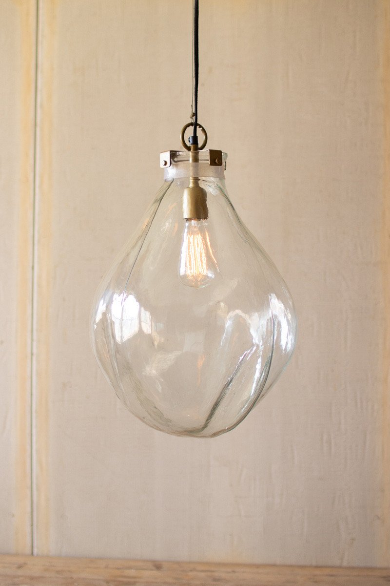 Kalalou Glass Teardrop Pendant Light | Modishstore | Pendant Lamps | NVAS1000