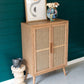 Kalalou Tall Wood Cabinet With Two Woven Cane Doors | Modishstore | Cabinets