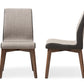 Baxton Studio Kimberly Mid-Century Modern Beige and Brown Fabric Dining Chair (Set of 2) | Modishstore | Dining Chairs - 2