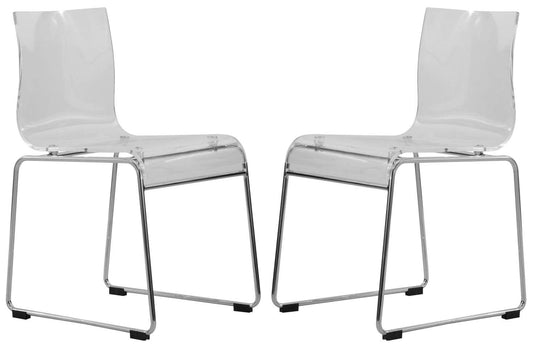 LeisureMod Lima Modern Acrylic Chair, Set of 2 | Side Chairs | Modishstore