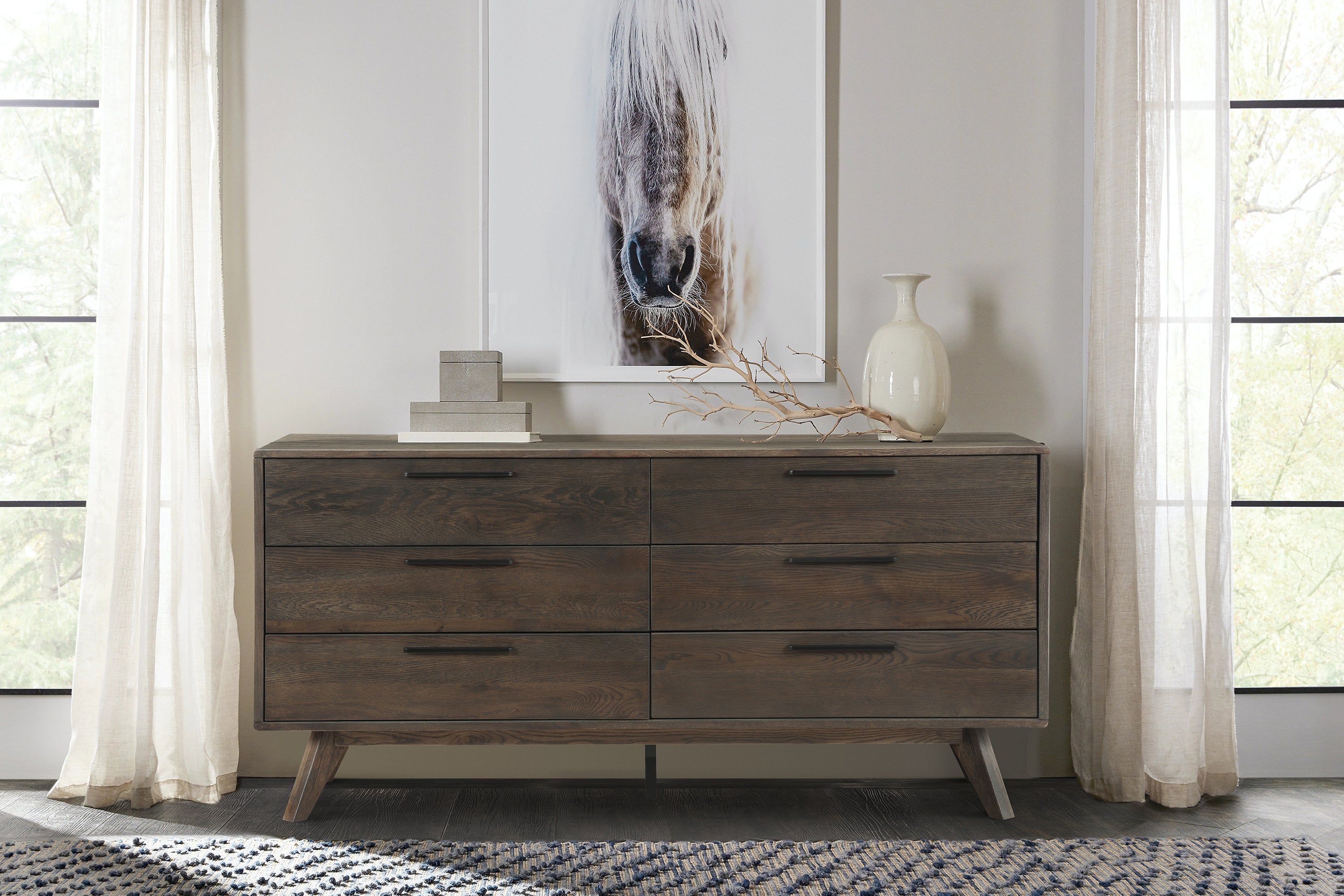 all modern 6 drawer dresser Armen Living Astoria Oak Dresser for Bedroom with 6 Drawers