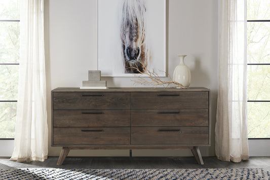Astoria Oak Dresser for Bedroom with 6 Drawers By Armen Living | Dressers | Modishstore