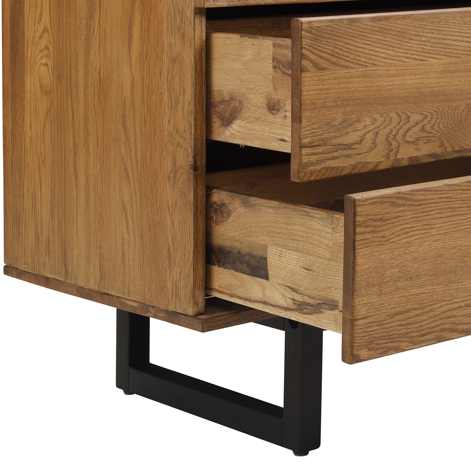 Aldo 4 Drawer Dresser in Brown Oak Wood with Black Metal Legs By Armen Living | Dressers | Modishstore - 6